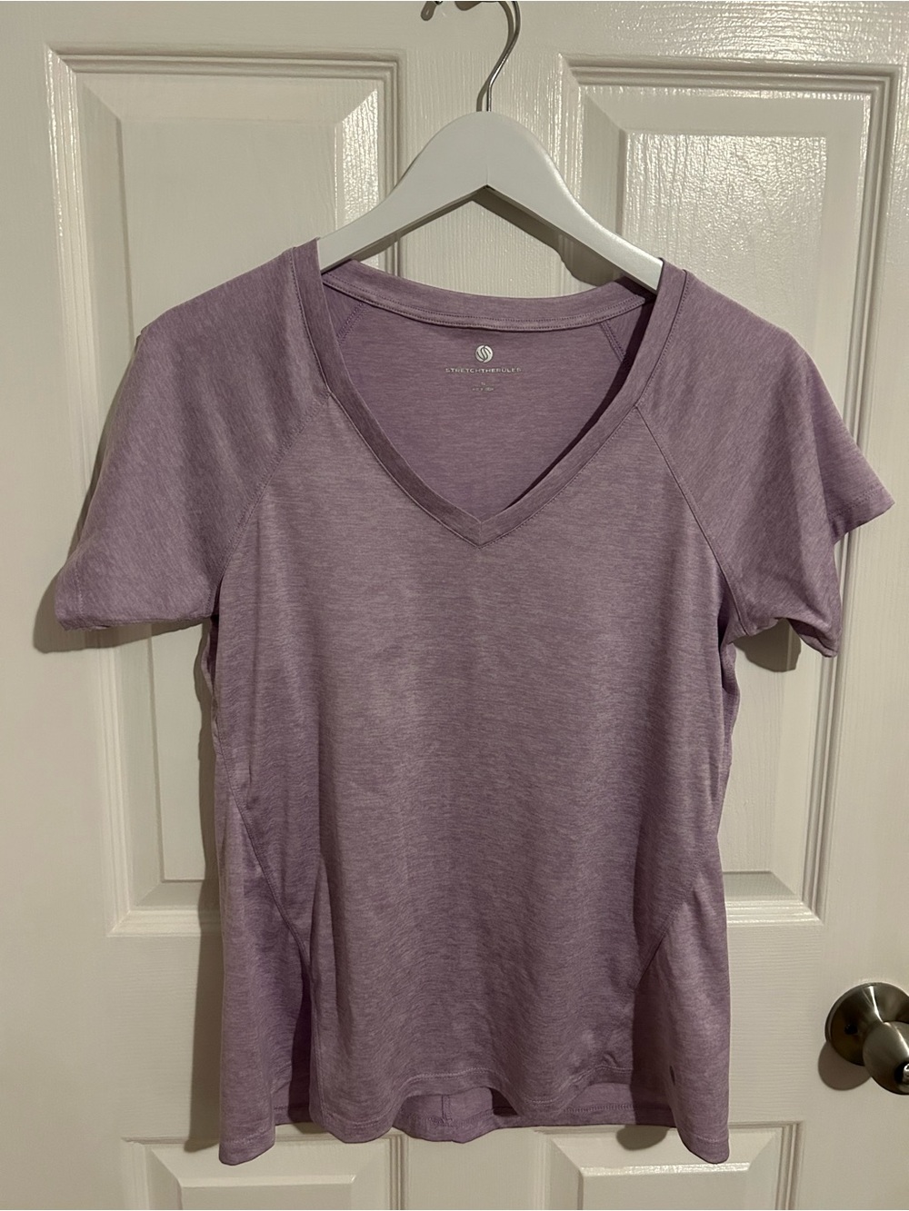 Light Lavender V-Neck Short Sleeve Tee by Stretch The Rules